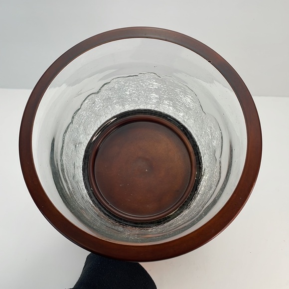 VINTAGE Large Hurricane Crackle Glass and Metal Candle Holder - Picture 4 of 8